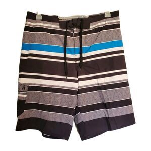 Hang Ten Swim Shorts Mens Size Large‎ Multicolored Tie Front Clossure Stripes